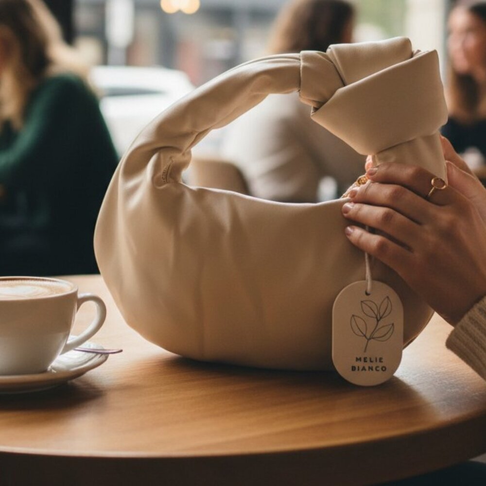 ✨Melie Bianco Knotted Hobo Shoulder Bag (NWT) – Soft Cream | Chic & On-Trend ✨